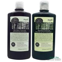 Myth Bamboo Chacoal เซท2ขวด แชมพูและครีมนวดผม ถ่านไม้ไผ่, มิธ  250 ml.