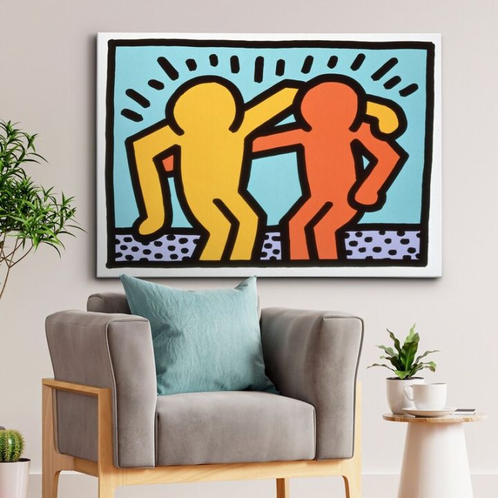 ศิลปะผ้าใบ Keith Haring Pop Art คุณภาพสูงทันสมัยภาพวาดแอปสแทรก์บนผ้าใบผนังโปสเตอร์พิมพ์ลายศิลปะตกแต่งผนังห้องสำนักงานบ้าน  | Lazada.Co.Th