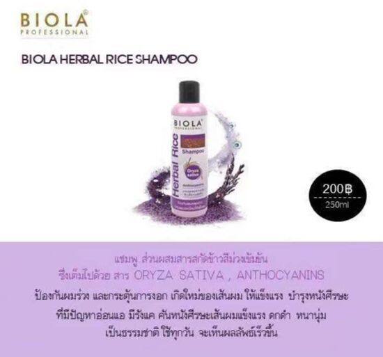 บิโอล่า-เฮอร์เบิล-ไรซ์-แชมพู-250-มล-biola-herbal-rice-shampoo-ป้องกันผมหลุดร่วง-กระตุ้นการงอกเกิดใหม่ของเส้นผม