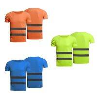 Summer Fluorescent Reflective Safety T-Shirt Short Sleeve High Visibility Tees Safe Breathable Work T-Shirt For Construction Sit