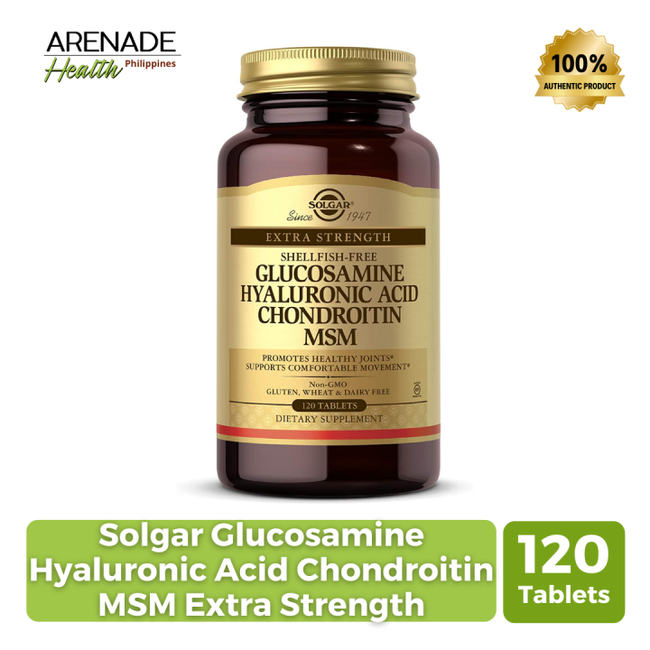 Solgar Glucosamine Hyaluronic Acid Chondroitin MSM Extra Strength, 120 Tablets Supports Healthy