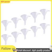 ? AM 10pcs พลาสติกขนาดเล็กสำหรับน้ำหอม Diffuser ขวดมินิของเหลวน้ำมัน funnels Lab Tools 6mm HOLE diameter น้ำหอมโลชั่นช่องทาง