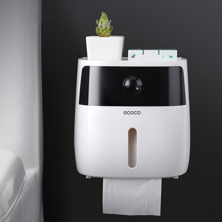 bathroom-waterproof-wall-mounted-storage-box-plastic-bath-toilet-paper-holder-double-layer-tissue-box-dispenser-paper-rack-tools
