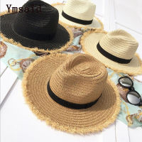 2022 New Women Natural Wide Brim Burr Raffia Straw Hats Fringe Women Plain Large Beach Summer Sun Caps Big Straw Cap chapeau