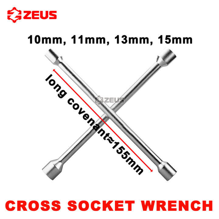 Heavy Duty Universal Lug Wrench, 4Way Cross Wrench 8101214mm, 1214