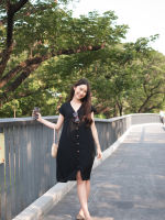 [sundaylife] Everyday dress Black ชุดเดรสสีดำ ผ้าใยธรรมชาติใส่สบาย