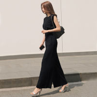 ZAWFL Korean Style Sleeveless Belted Casual Jumpsuits Women  Summer Casual Rompers New OL Work Wear Wide Leg Playsuits