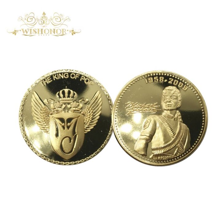 เหรียญทองคำพร้อมกล่องกลมขนาดเล็กของที่ระลึก-gratis-ongkir-เหรียญทองเหรียญเงินชุบทองไมเคิลแจ็คสัน2017เป็นมิตรกับสิ่งแวดล้อม