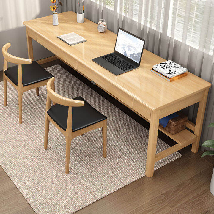 Modern minimalist solid wood double desk bedroom writing desk student