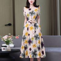 【HOT】♤✈ New Arrival Fashion 2023 Vestido Loose O-neck Print Floral Cotton Clothing Dresses Size