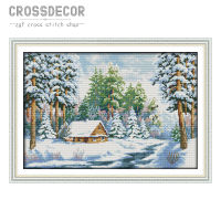 Snow World Cross Stitch ชุดวัสดุรูปแบบภูมิทัศน์11CT 14CT DIY เย็บปักถักร้อยทำด้วยมือผ้าฝ้ายชุดสำหรับผู้เริ่มต้นเย็บปักถักร้อยชุดตกแต่งสำหรับ Sala Wall