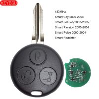 【☸2023 New☸】 qiukekang81481 Keyecu สายโซ่คล้องรีโมทรถยนต์3ปุ่ม433Mhz สำหรับ Smart Fortwo Forfour Roadster City หลงไหล2000-2005