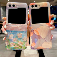 ใหม่เคสบลูเรย์สำหรับ Samsung Galaxy Z Z Flip 5 Z Flip5ลายกราฟฟิตีภาพสีน้ำมันลายดอกไม้เคสปกป้องโทรศัพท์ซิลิโคน TPU