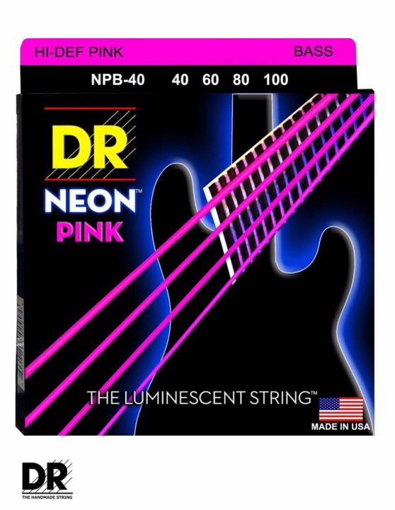 dr-strings-npb-40-สายกีตาร์เบส-4-สาย-แบบเคลือบ-สีชมพู-เรืองแสง-light-40-100-made-in-u-s-a