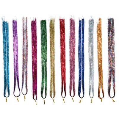 Pink Memory Hair Tinsel Strands Kit, Tinsel Hair Extensions, Fairy Hair Tinsel Kit for Women Girls with Tools (12 Colors)