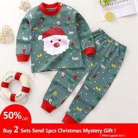 【cw】 2023Pajama Sets Boy ElkClaus Pattern SleepwearKids Cotton Pijama AutumnBaby BoysClothing 【hot】