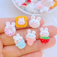 20pcs New Resin Rabbit Cake Series Flat Back Cabochon Charm DIY Phone/Craft Decoration Accessories