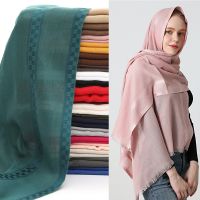 《Miki Xinyuan》ผ้าพันคอผ้าฝ้ายหรูหรา WomenHijab Headscarfs ธรรมดา/พู่ Shawl Wrap Malaysian Headband Foulard Bandana Muffler Чары