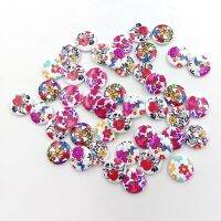 HMDC100Pcs Colorful Flower 2 Holes Wooden Buttons Sewing Scrapbook Craft DIY Decor