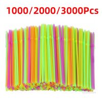 1000/2000/3000Pcs 5 Color Disposable Plastic Straws for Party Bar Kitchenware Beverage Cocktail Drinking Straw 21cm Long