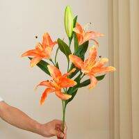 Orange Artificial Lily Party Decoration Pink Restaurant Decor White 75cm