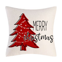 【NEW】【Penghantaran Privasi Tinggi】 Cross-Border Red Christmas Tree Snowflake Linen Pillow Cover Christmas Home Decoration Pillow Case Sofa Cushion Cover