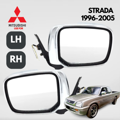 1คู่ กระจกมองข้าง MITSUBISHI STRADA 96-05 มิตซู มิตซูบิชิ สตราด้า รุ่นปรับมือ เหลี่ยมใหญ่ กรอบชุบโครเมี่ยม ปี 1996-2005 WING WING MIRROR MITSUBISHI NEW STRADA MANUAL Chromium