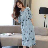 Women Korean Style Autumn Winter Long-sleeved Nightdresses Female Cute Plus Size Home Service Mid-length Students Sleepwear