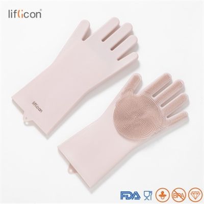 Liflicon Magic Silicone Scrubber Rubber Cleaning Gloves Dusting Dish Washing Dishwashing Gloves Kitchen Wash Houskeeping Gloves