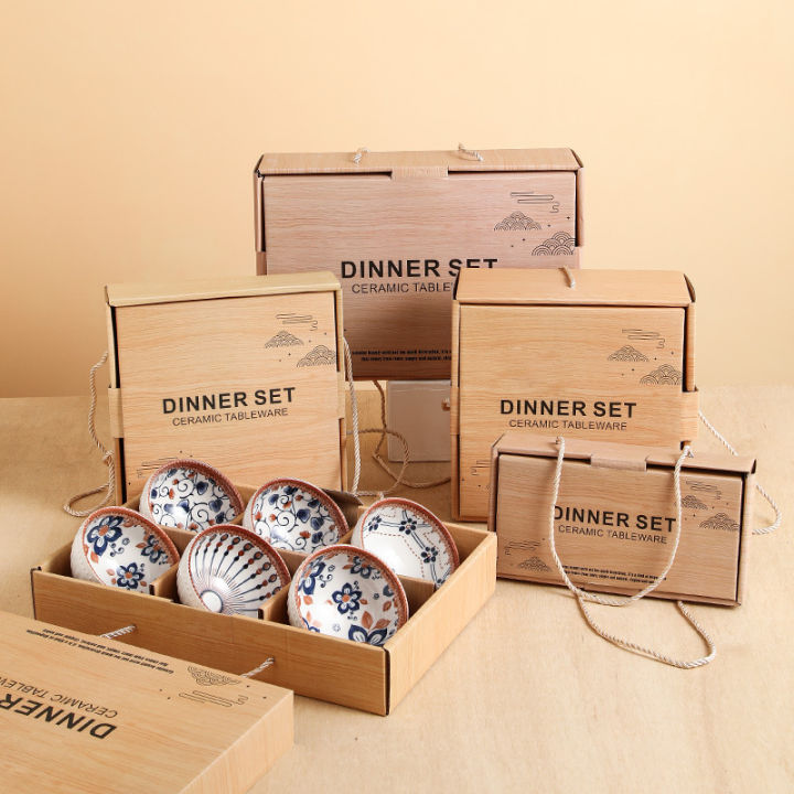 ชุดอุปกรณ์บนโต๊ะอาหารเซรามิกญี่ปุ่น-ชาม-จาน-กล่องของขวัญ-ของขวัญแบบเปิดทั่วไปของบริษัทอสังหาริมทรัพย์