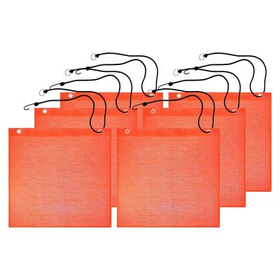 6Pcs 18X18 Inch Mesh Safety Flags Orange Warning Flag Bungee Safety Flag Good Visibility Weatherproof Flag with Grommets