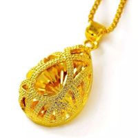 24K Gold Filled Waterdrop Pendant Necklaces for Women Wholesale Pure Gold Color Heart Necklace Wedding Jewelry Gift