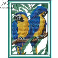 สีฟ้าหัวParrotพิมพ์Aidaผ้าCross Stitchชุดสัตว์รูปแบบแสตมป์แคนวาสHandmade DMC 14CT 11CTเย็บปักถักร้อยDIYเย็บปักถักร้อยด้ายฝ้ายโรงงานOutlet Room Home Decorหัตถกรรมของขวัญเย็บผ้าชุดขาย