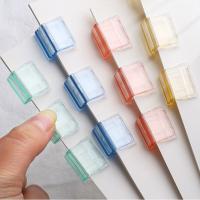 15pcs Mini Candy Color Paper Clips Pusher Transparent Bookmarks File Index Page Holder Clamp Office School Stationary Supplies