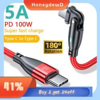 HONEYDEWD โทรศัพท์มือถือสำหรับมือถือ 5A 20V แอลอีดี 3.1ยูเอสบี สายเคเบิลชนิด C คู่ Pd 100W สายชาร์จเร็ว หมุนได้180องศา