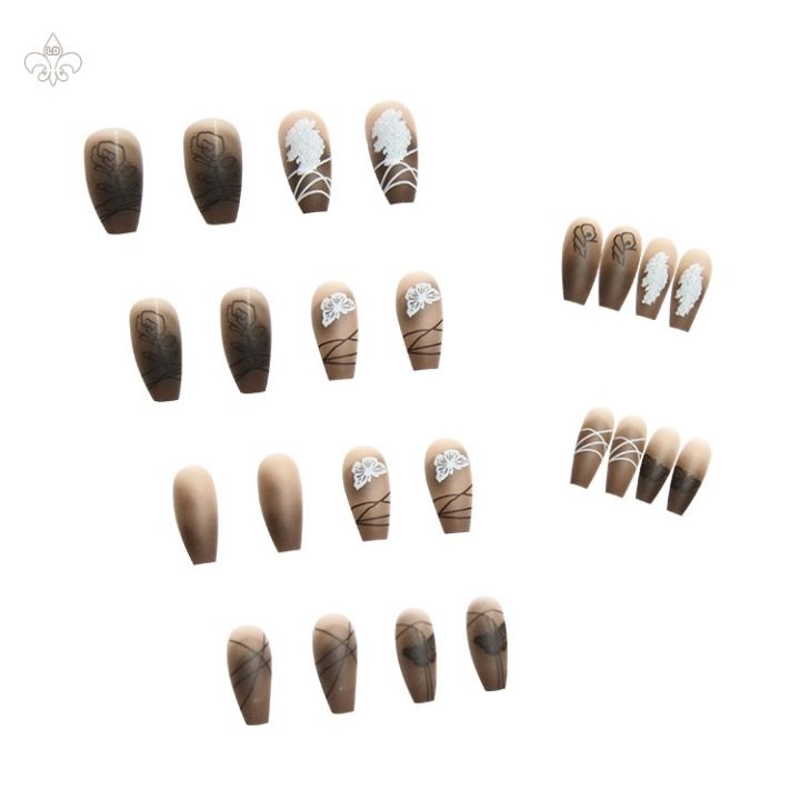 24pcs-set-kuku-palsu-motif-kupu-kupu-putih-untuk-nail-art-manicure-5211059