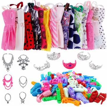 Random Set Fashion Doll Accessories for Barbie Doll Shoes Boots Mini Dress  Handbags Crown Hangers Glasses Doll Clothes Kids Toy