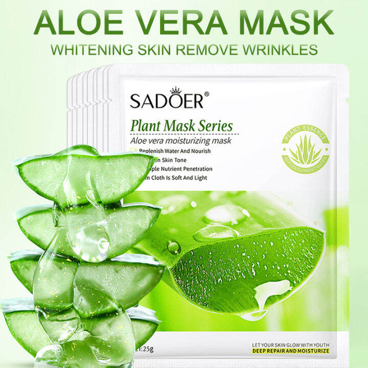 Aloe Vera Mask Sheet Moisturizing Soothing Shrink Pores Whitening Face