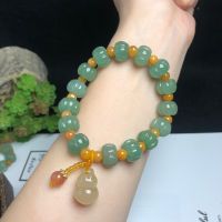 มาใหม่มะระเสน่ห์ธรรมชาติ Aventurine ฟักทองลูกปัดผ้าไหมสีทองหยกลูกปัด S Trand สร้อยข้อมือสำหรับผู้หญิงเครื่องประดับ Fine YBR685