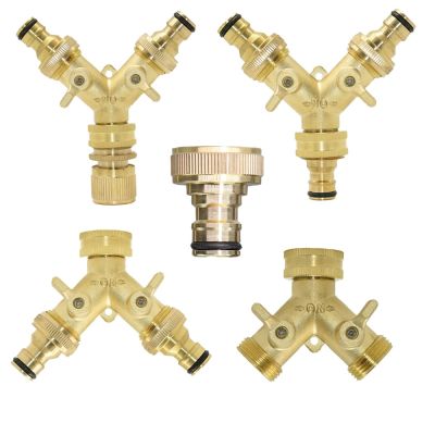 ▨▼ 3/4 16mm Heavy Duty Brass Y Splitter BSP/NPT Dual Outlet Tap Connector 2 Way Adapter 2 Valves Garden Irrigation Joints