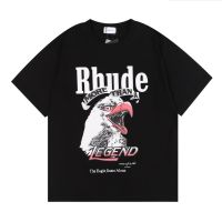 ❤️Spot❤️ High Street T-Shirt Rhude New Loose Eagle Print Casual Cotton Casual Men and Women