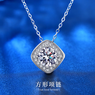925 Sterling Silver Necklace Womens All-Match Classic Square Pendant Silver Jewelry Live Streaming On Kwai Rhinestone Jewelry Wholesale
