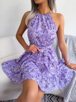 Women Summer Cute Floral Print Sleeveless A Line Dress