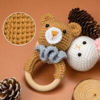 TYRY.HU 1pc Baby Rattles Crochet Bunny Rattle Toy Wood Ring Baby Teether Rodent Baby Gym Mobile Rattles Newborn Educational Toys