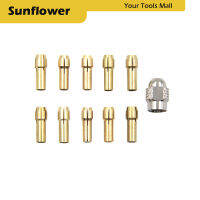 SUN 11ชิ้น/เซ็ตมินิเจาะทองเหลือง Collet Chuck Bits สำหรับเครื่องมือโรตารี่0.5-3.2Mm