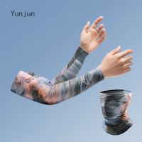 YujunSports ถุงมือยาวสำหรับผู้ชายผู้หญิงป้องกัน UV จากแสงแดดผ้าคลุมหน้ากันแดดปลอกแขนคอ1ชุด