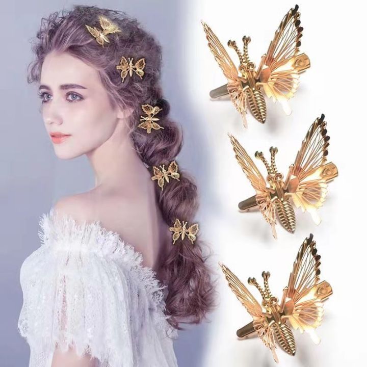 Hanni. Girls Cute Vivid Butterfly StainlessSteel Side Clip Gold Hairpin ...