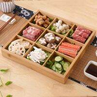 Hot Pot Three Four Six Nine Grid Tableware Sushi Dishes Wood Platter Multi-Grid Bamboo Dessert Sugar Dried Fruit StorageJapan Style Hot Pot Divided Grid Plate Fruit Plate Serving Tray Snacks Nuts Desserts Andy Cplate