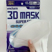 Khẩu Trang Ngăn khoi Bụi Unicharm 3D Mask Super Fit size M Gói 5 Cái