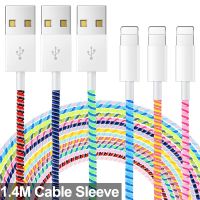 Kabel Pengisi Daya USB Spiral Warna-warni 140CM Pembungkus Pelindung Kabel Kabel untuk iPhone Samsung Xiaomi Jalur Pelindung Kabel Data